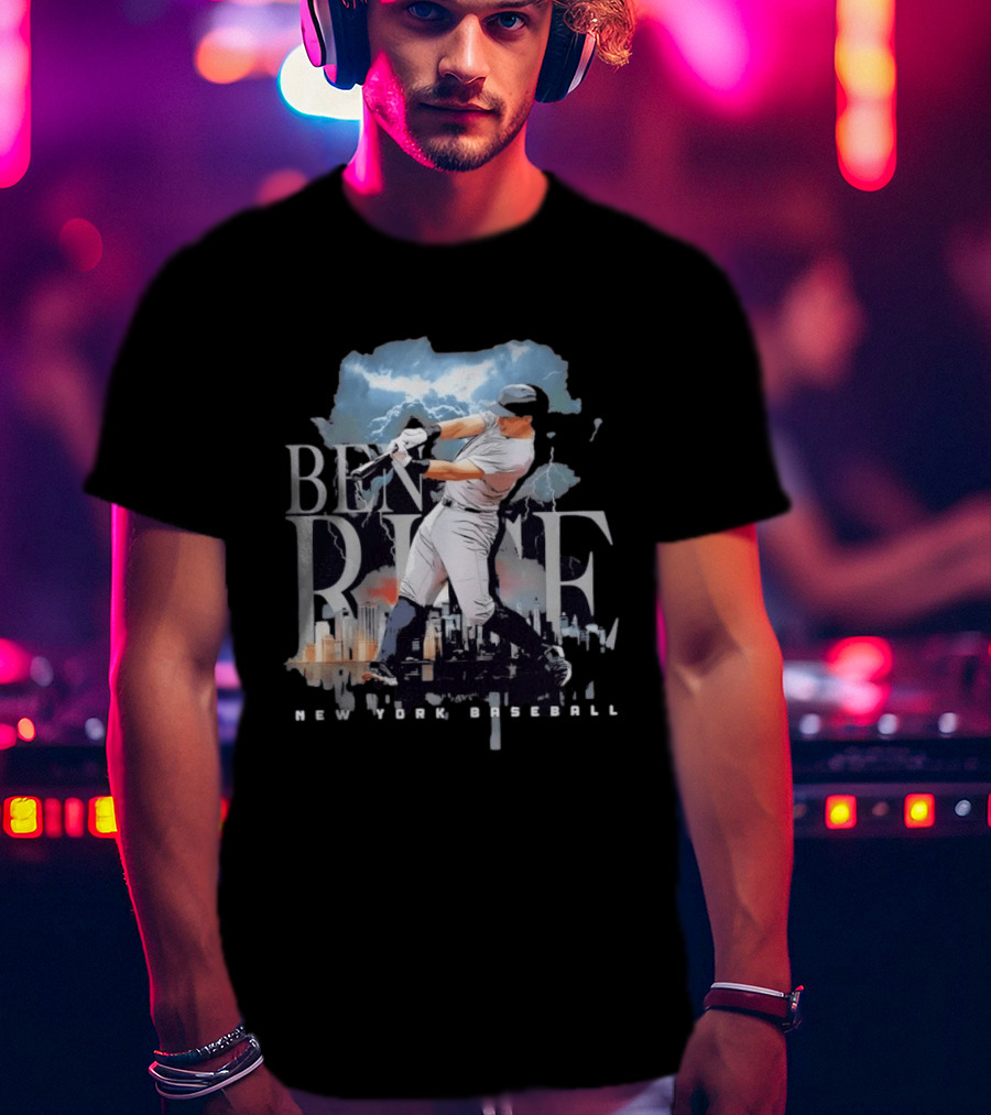 Ben Rice New York Baseball Player Lightning Skyline T-Shirt