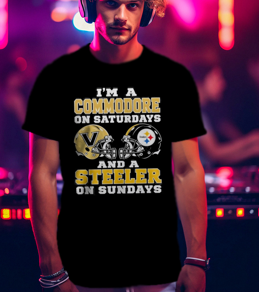 I'm A Commodore On Saturdays And A Steeler On Sundays Helmets T-Shirt