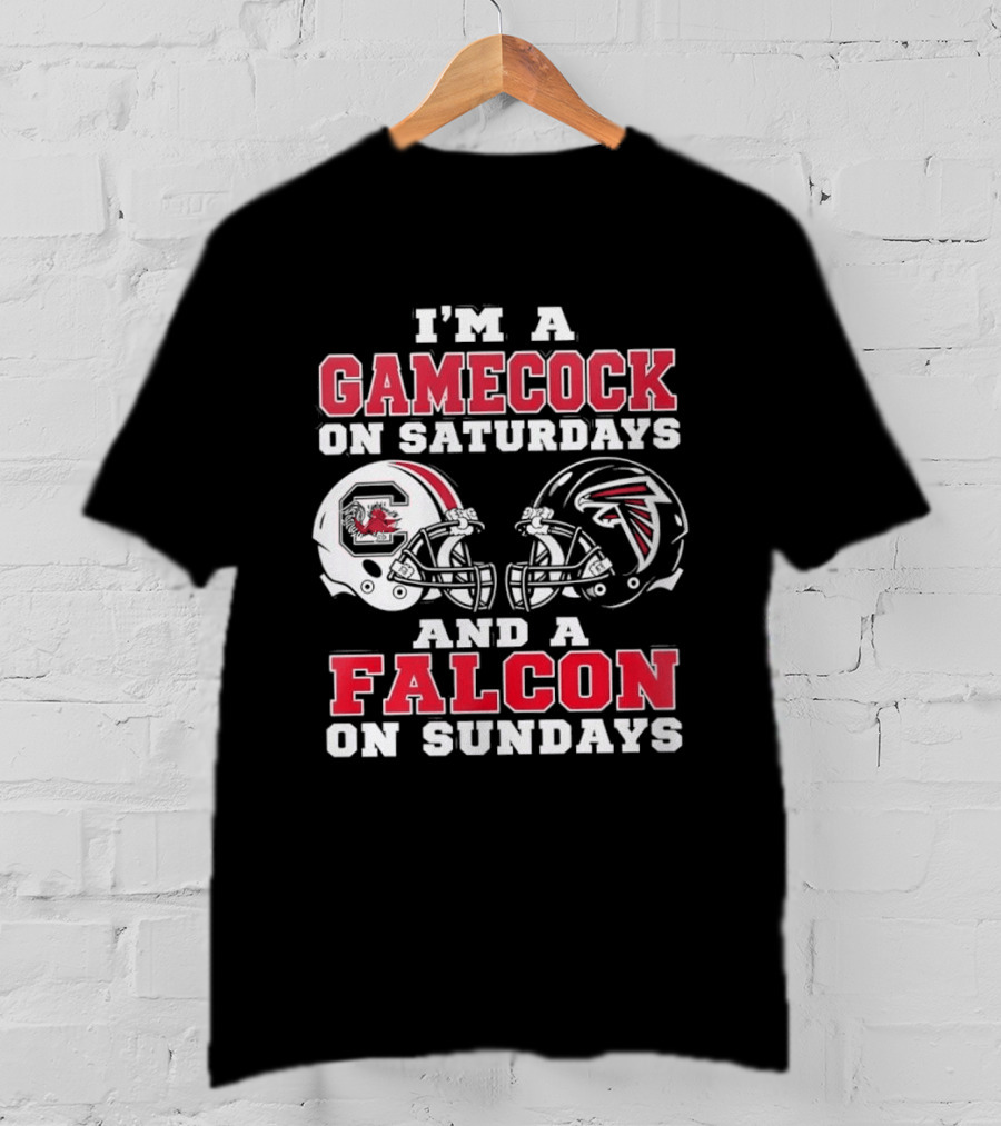 I'm A Gamecock On Saturdays And A Falcon On Sundays Football Helmets T-Shirt