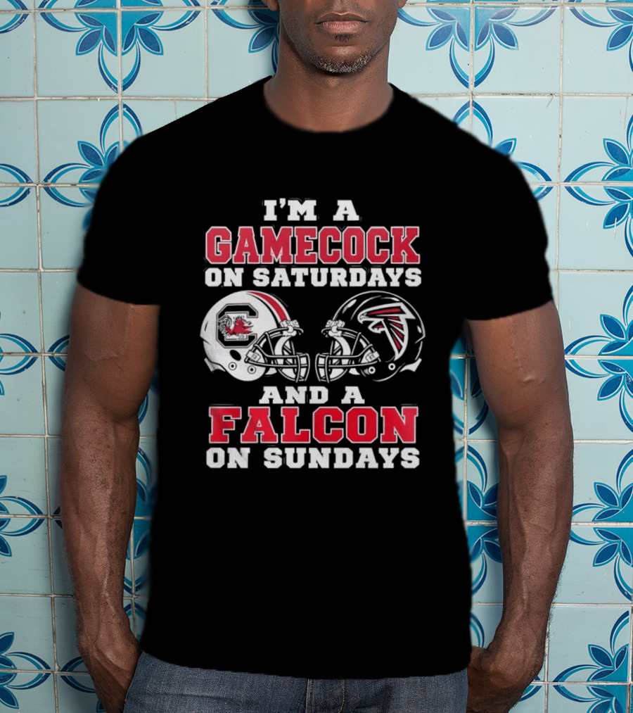 I'm A Gamecock On Saturdays And A Falcon On Sundays Football Helmets T-Shirt