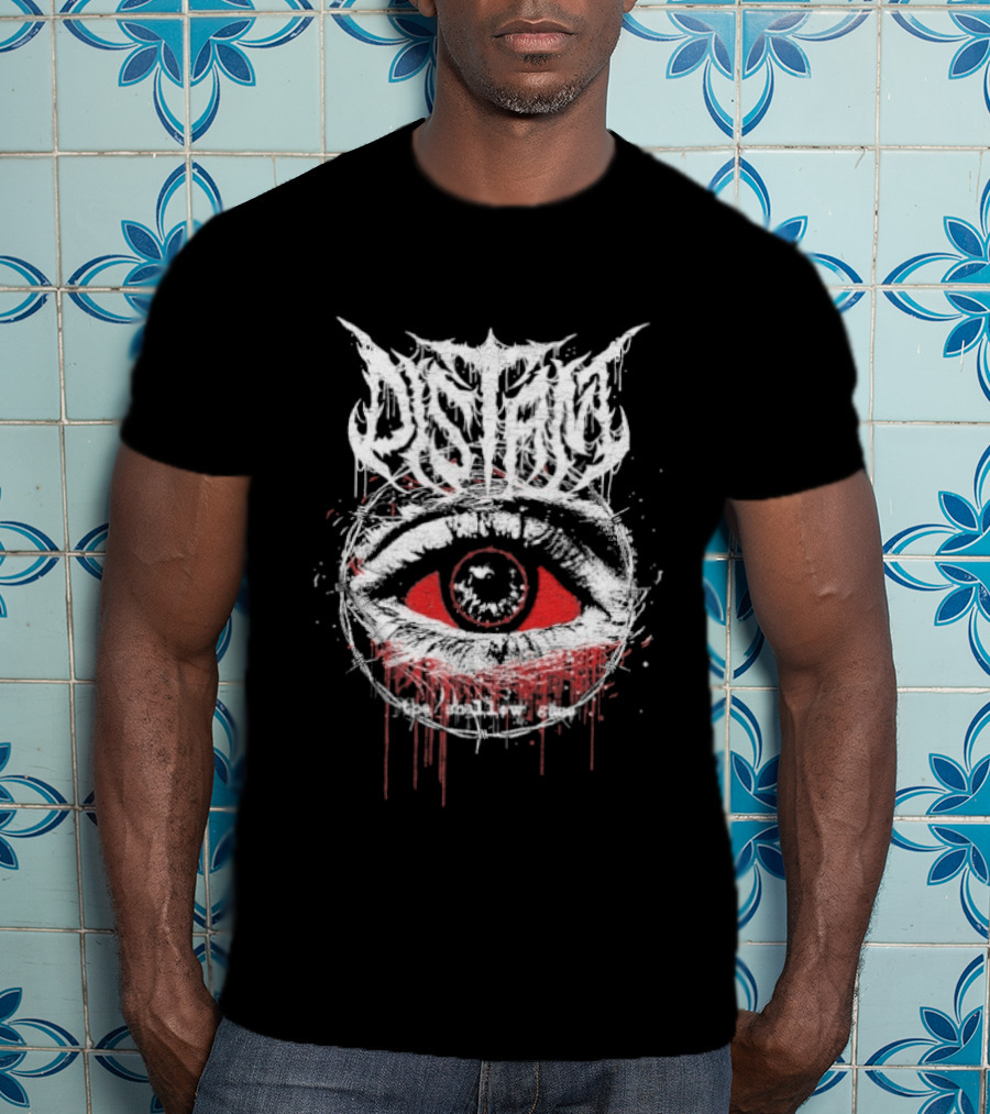 Distant Shallow Gaze Eye Red Dripping Eye With Stylized T-Shirt