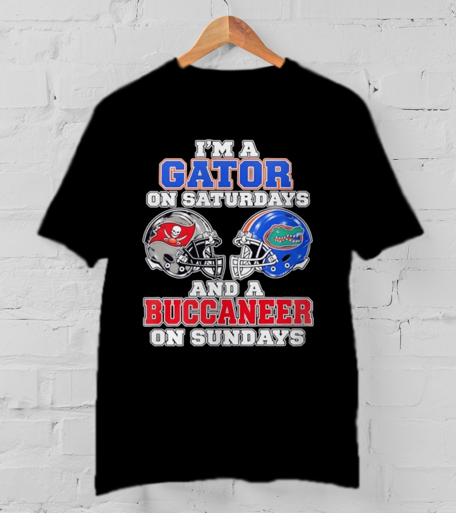 I'm A Gator On Saturdays And A Buccaneer On Sundays Football Helmets T-Shirt