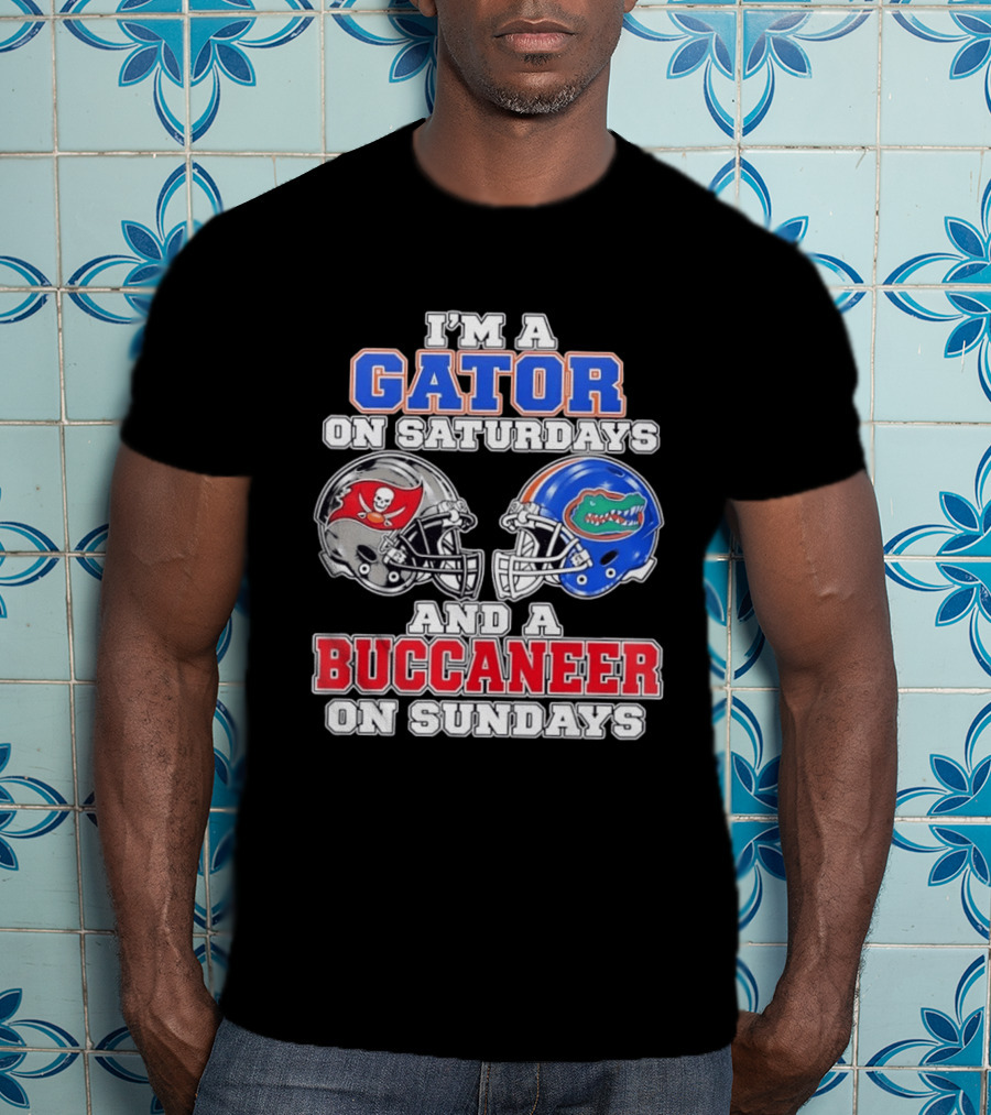 I'm A Gator On Saturdays And A Buccaneer On Sundays Football Helmets T-Shirt