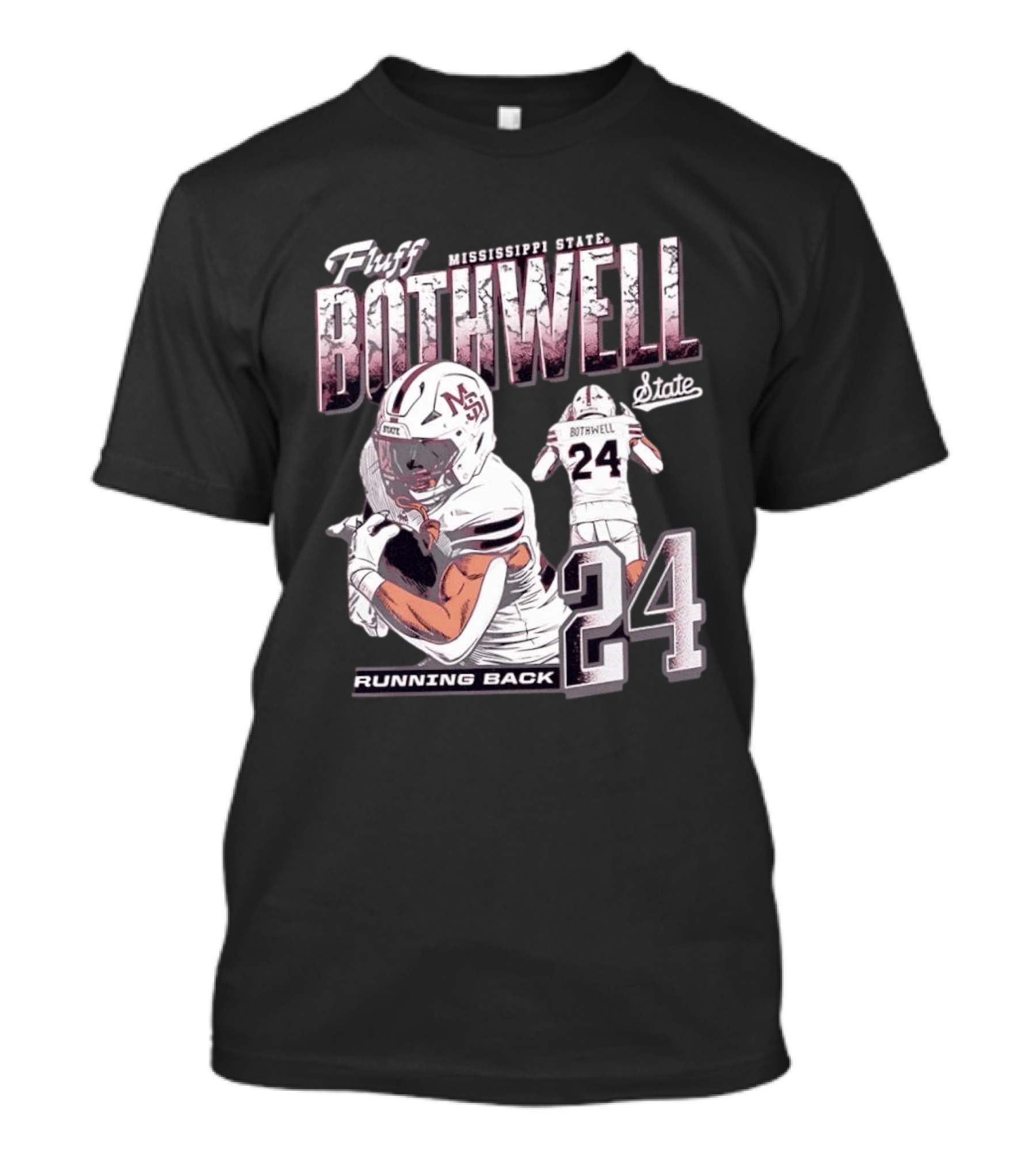Fluff Bothwell No 24 Mississippi State Running Back T-Shirt