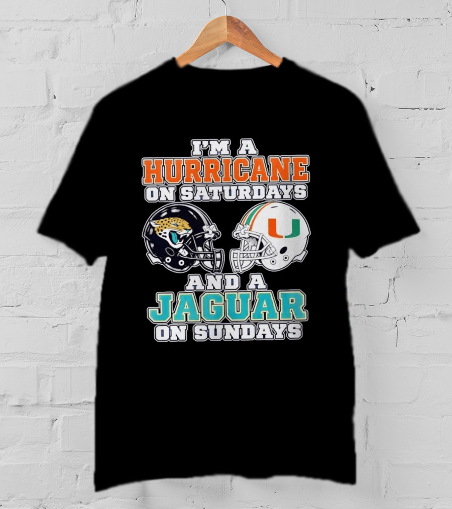 Hurricane Saturdays Jaguar Sundays Football Helmets T-Shirt