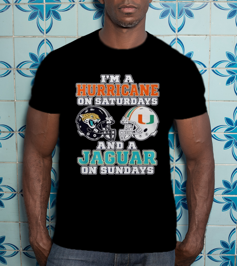 Hurricane Saturdays Jaguar Sundays Football Helmets T-Shirt