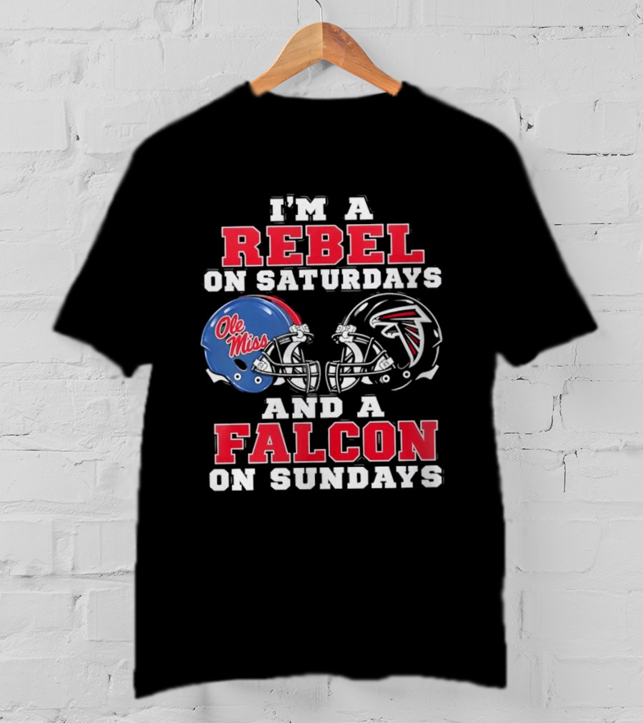 Ole Miss Rebels Saturdays Atlanta Falcons Sundays Football Helmets T-Shirt