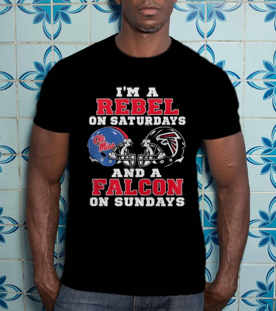 Ole Miss Rebels Saturdays Atlanta Falcons Sundays Football Helmets T-Shirt