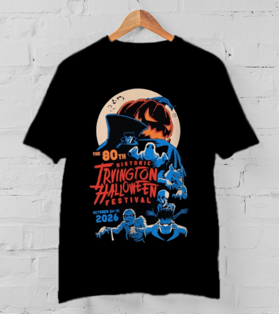 80th Historic Irvington Halloween Festival October 24 31 2026 Vintage Monsters T-Shirt