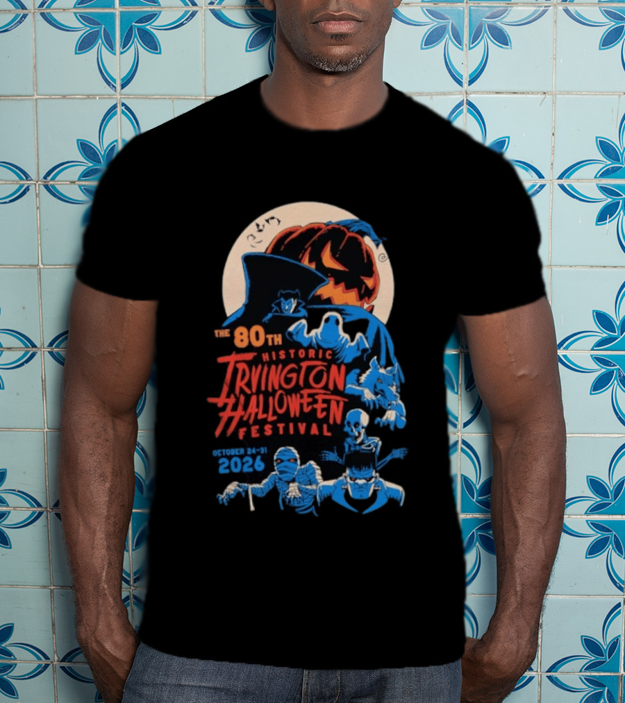 80th Historic Irvington Halloween Festival October 24 31 2026 Vintage Monsters T-Shirt