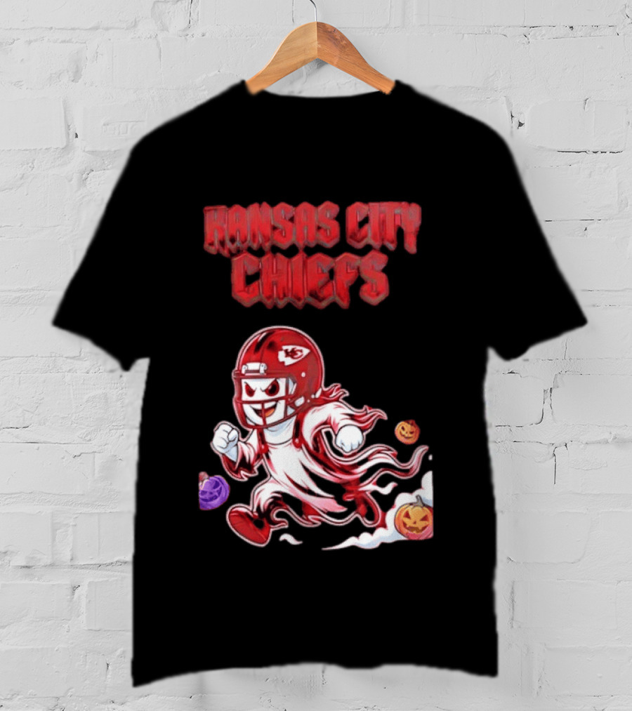 Kansas City Chiefs Halloween Ghost Football 2026 Spooky Pumpkins T-Shirt