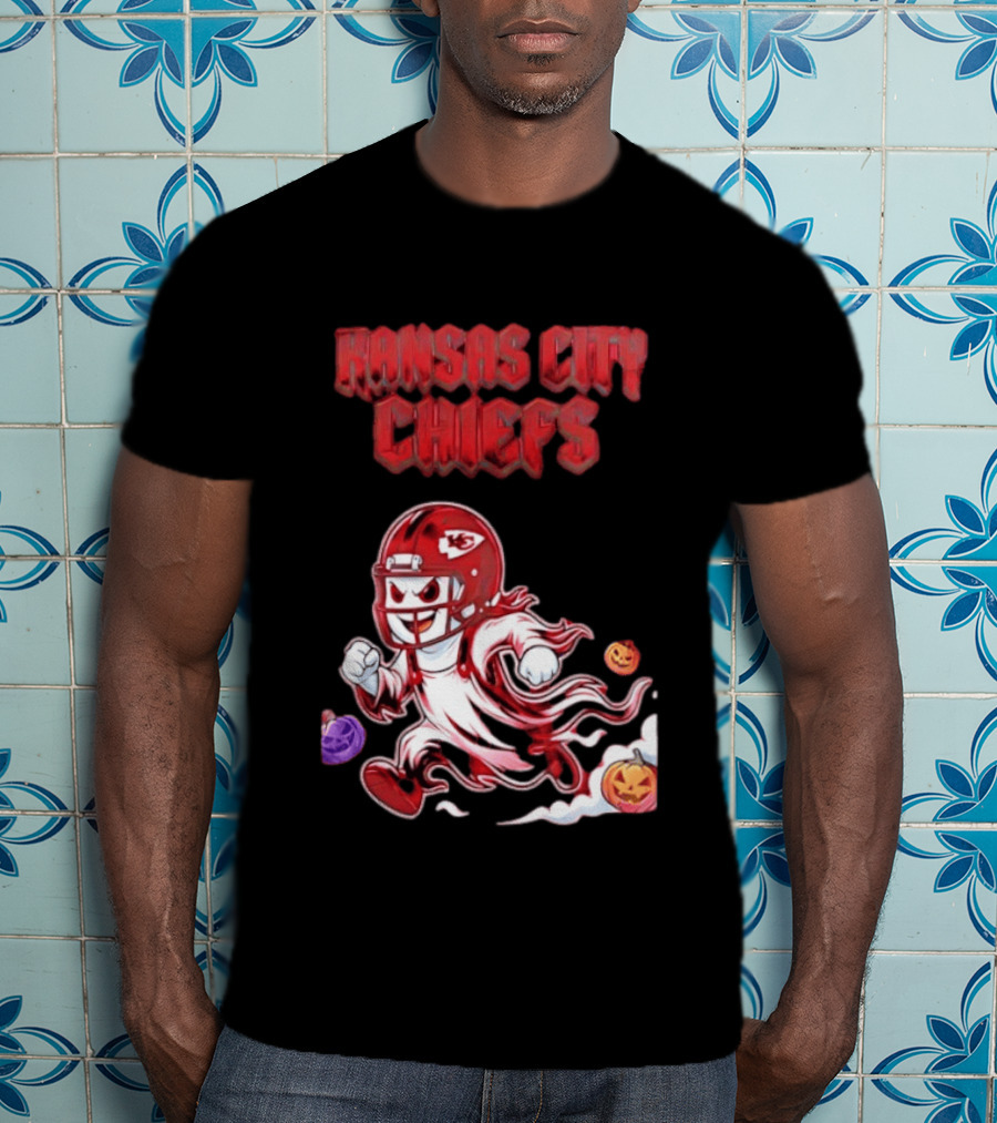 Kansas City Chiefs Halloween Ghost Football 2026 Spooky Pumpkins T-Shirt