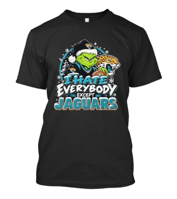 Original Jacksonville Jaguars Grinch I Hate Everybody Except Jaguars Fans Christmas Holiday T-Shirt