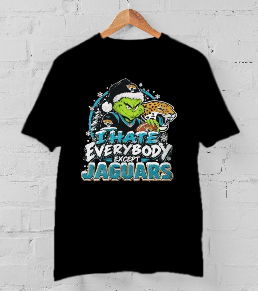 Original Jacksonville Jaguars Grinch I Hate Everybody Except Jaguars Fans Christmas Holiday T-Shirt