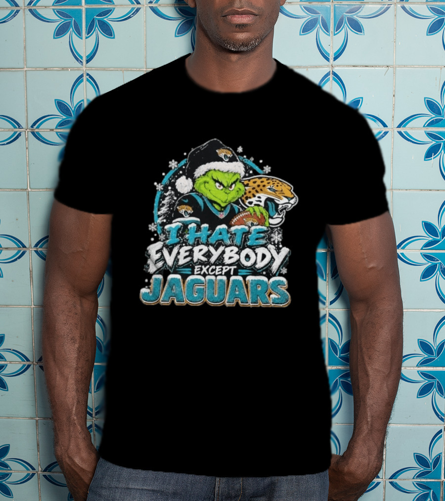 Original Jacksonville Jaguars Grinch I Hate Everybody Except Jaguars Fans Christmas Holiday T-Shirt