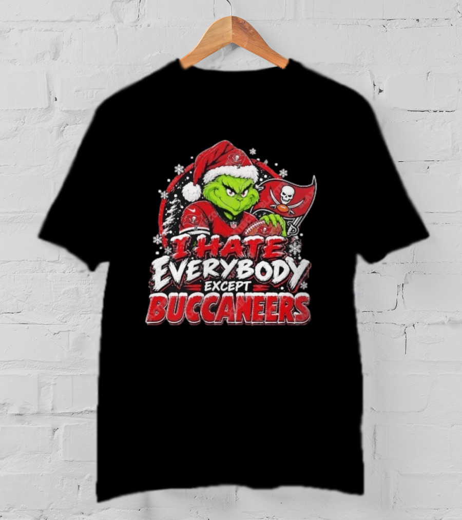 I Hate Everybody Except Buccaneers Tampa Bay Grinch Christmas Holiday T-Shirt