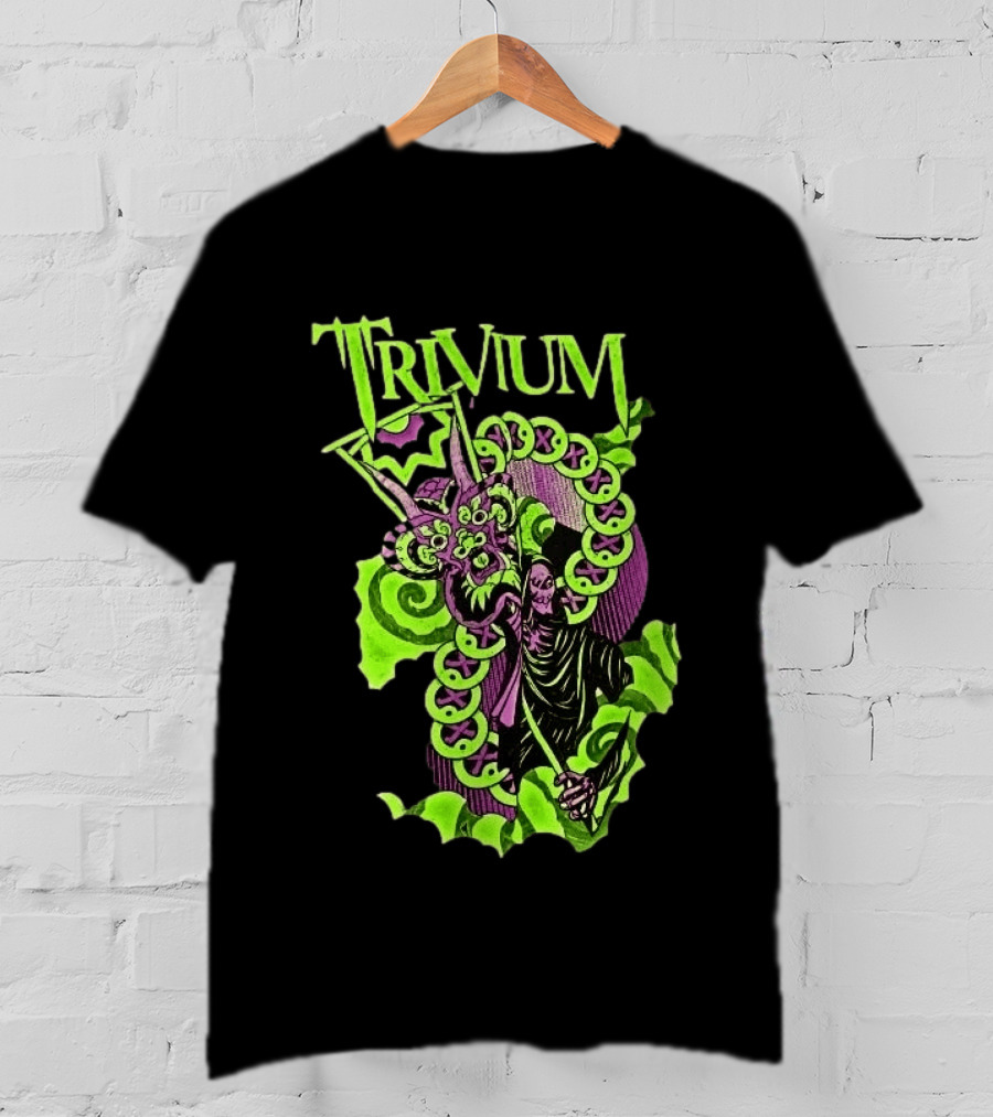 Trivium Australia Tour 2026 Neon Green Serpent Wizard T-Shirt