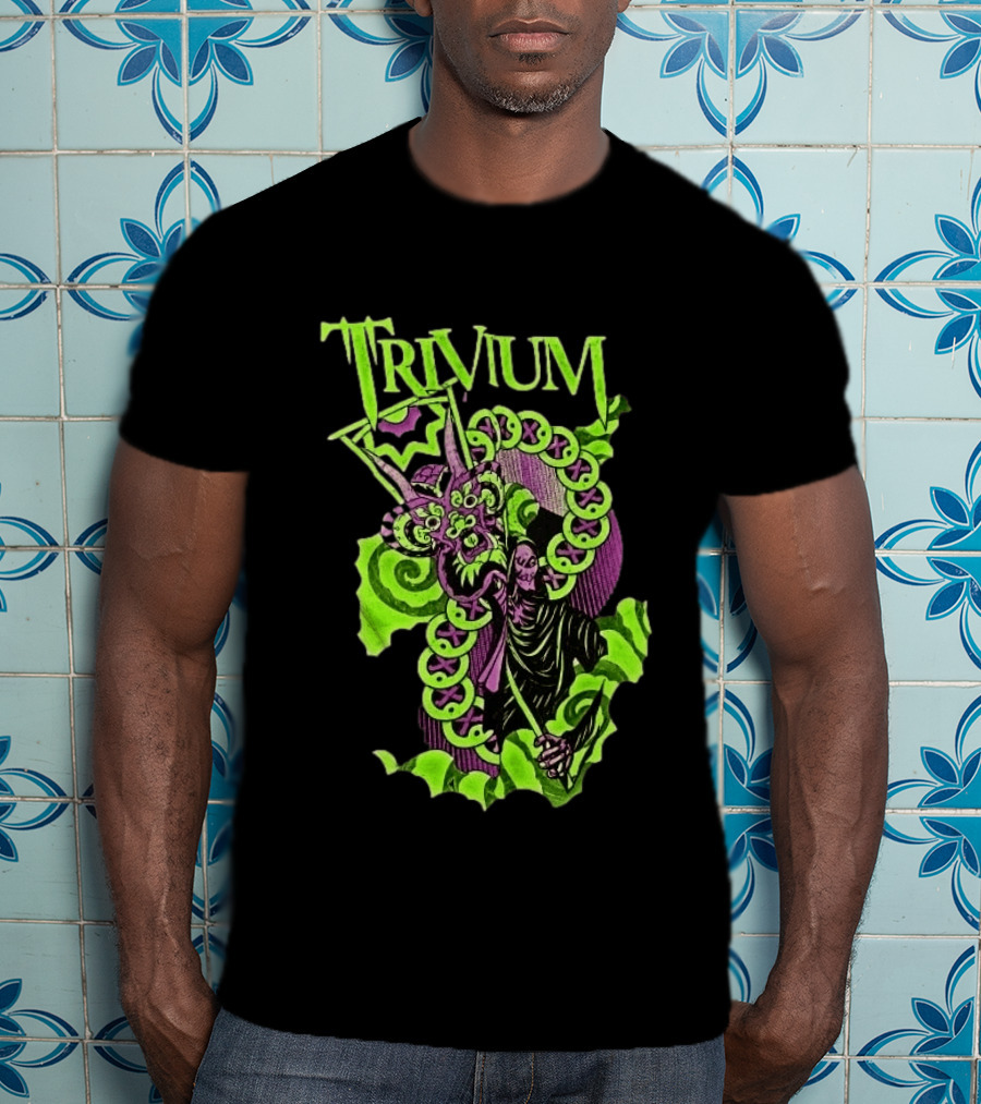 Trivium Australia Tour 2026 Neon Green Serpent Wizard T-Shirt
