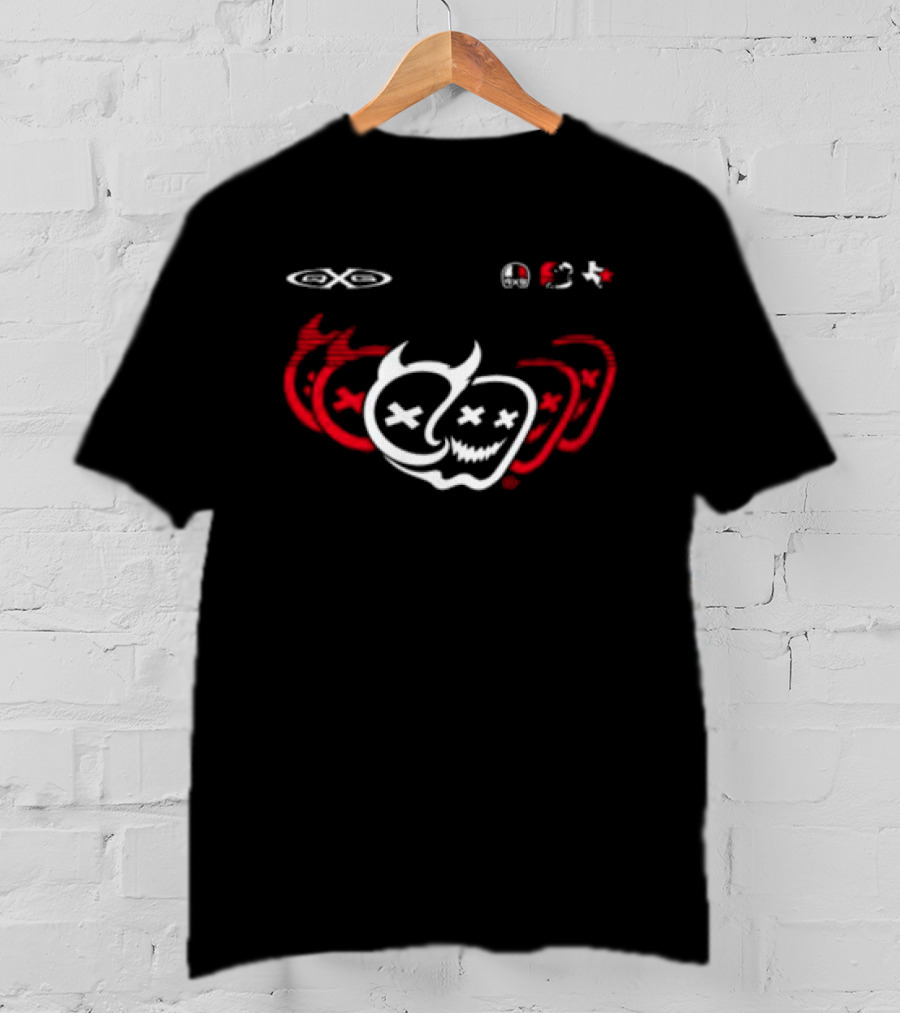 Quiet Racing Club Store Void Emojis Skulls Wings Red White T-Shirt