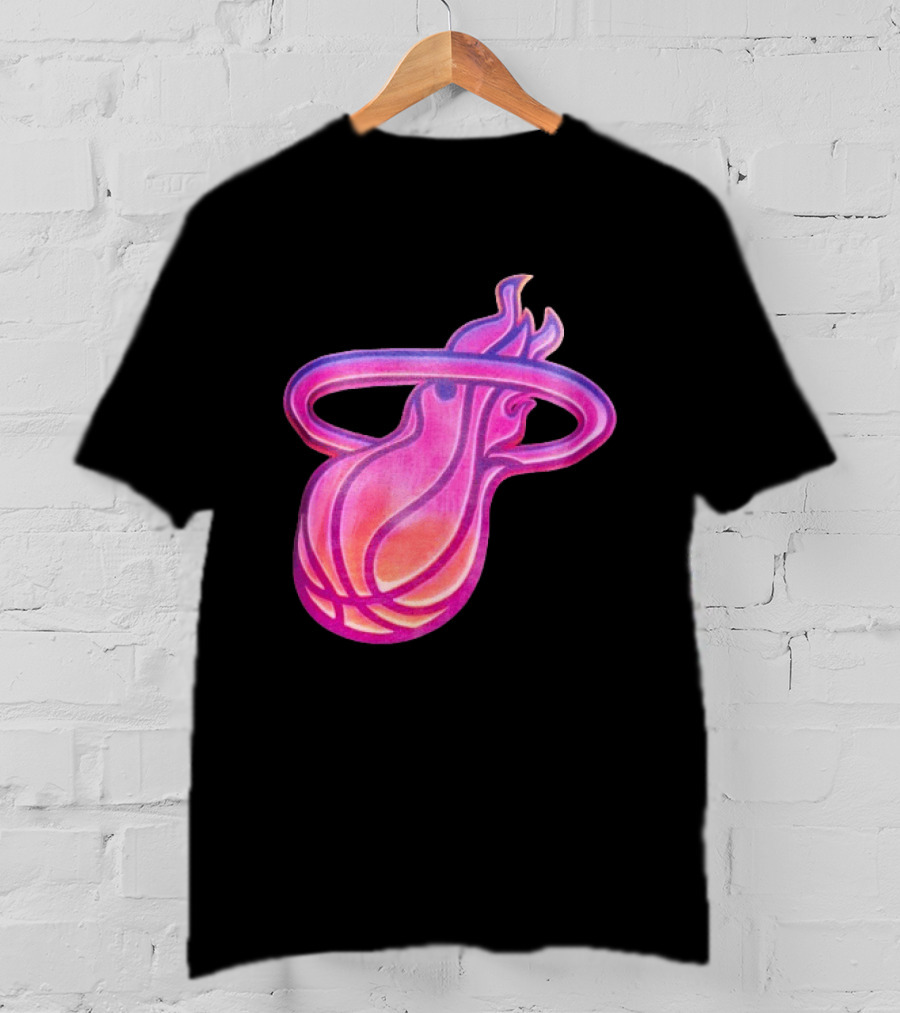 Miami Heat Court Culture Vice City Flaming Basketball T-Shirt