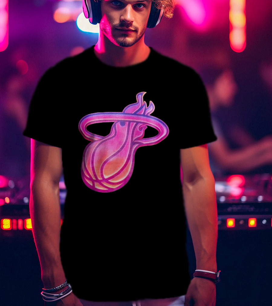 Miami Heat Court Culture Vice City Flaming Basketball T-Shirt