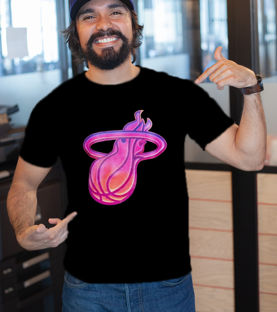 Miami Heat Court Culture Vice City Flaming Basketball T-Shirt