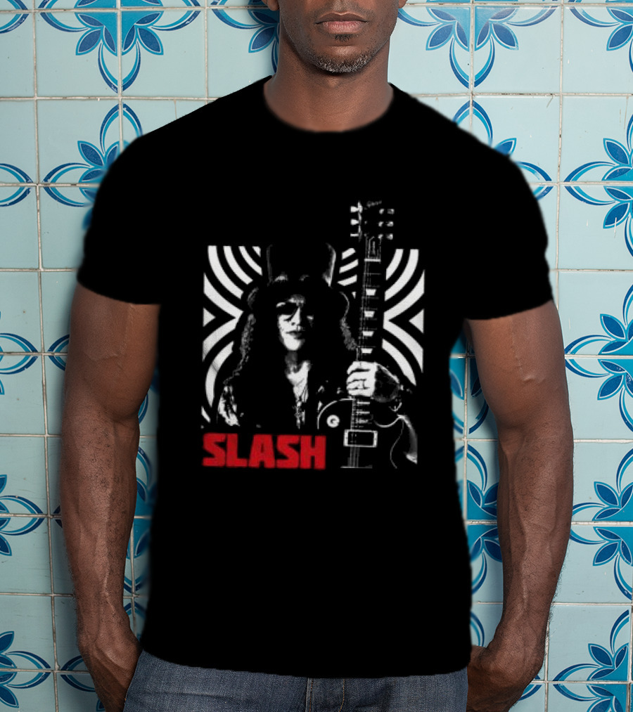 SLASH Iconic Guitarist And Guitar Bold Classic Rock T-Shirt