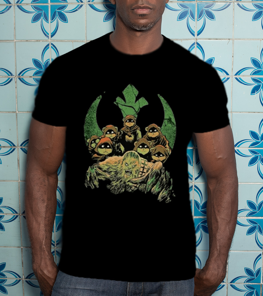 Star Wars Chewbacca And Ewoks Resistance Rebellion T-Shirt