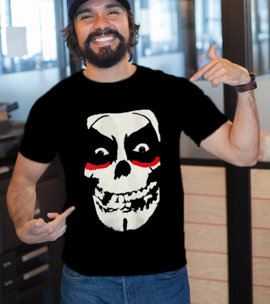 Misfits Danhausen Skull Face Design With Red Accents T-Shirt