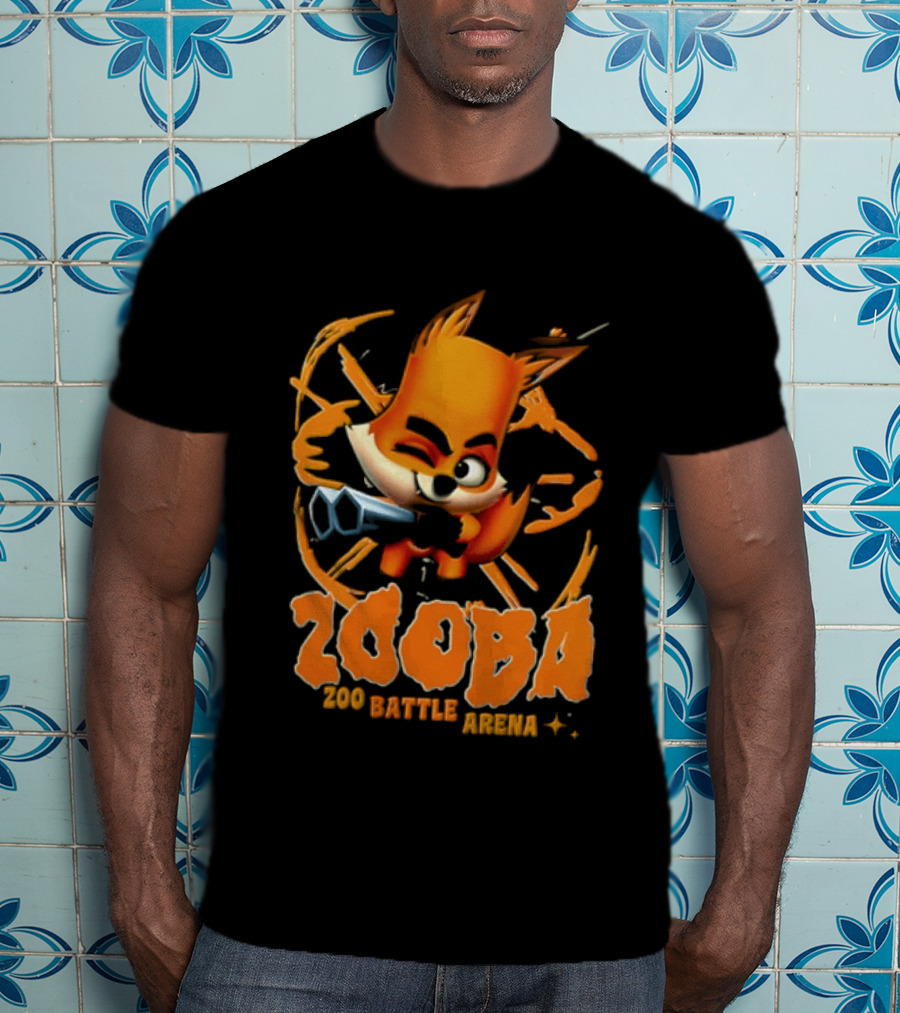 Zooba Zoo Battle Arena Fox Character With Orange And Blue T-Shirt