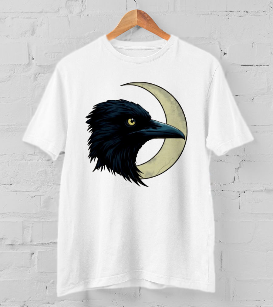 Raven Crescent Moon Guardian Of The Glimmer T-Shirt