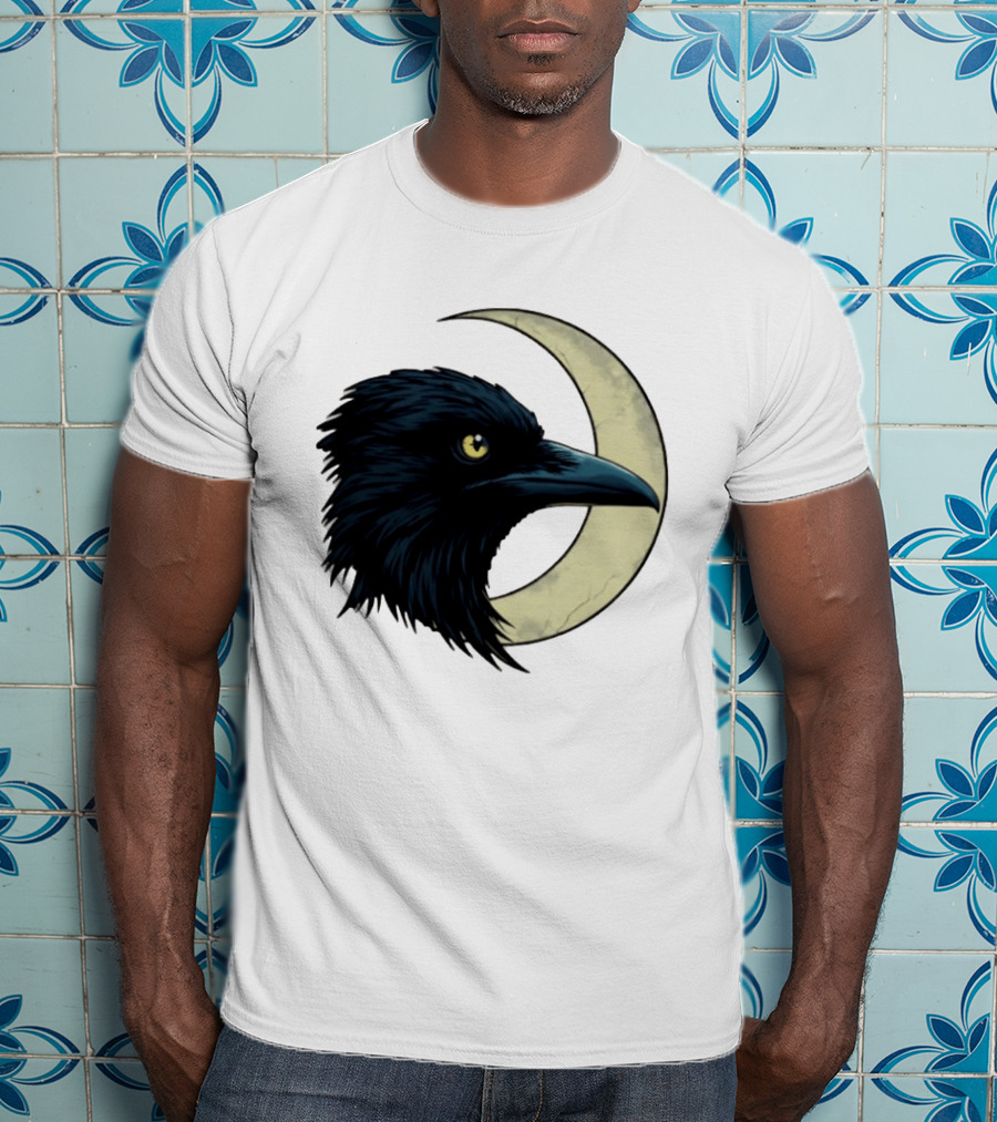 Raven Crescent Moon Guardian Of The Glimmer T-Shirt