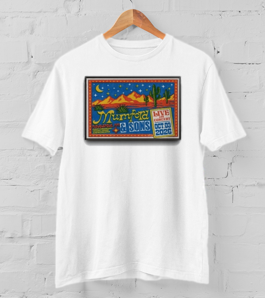Original Mumford And Sons Live In Concert October 3 2026 Albuquerque NM T-Shirt