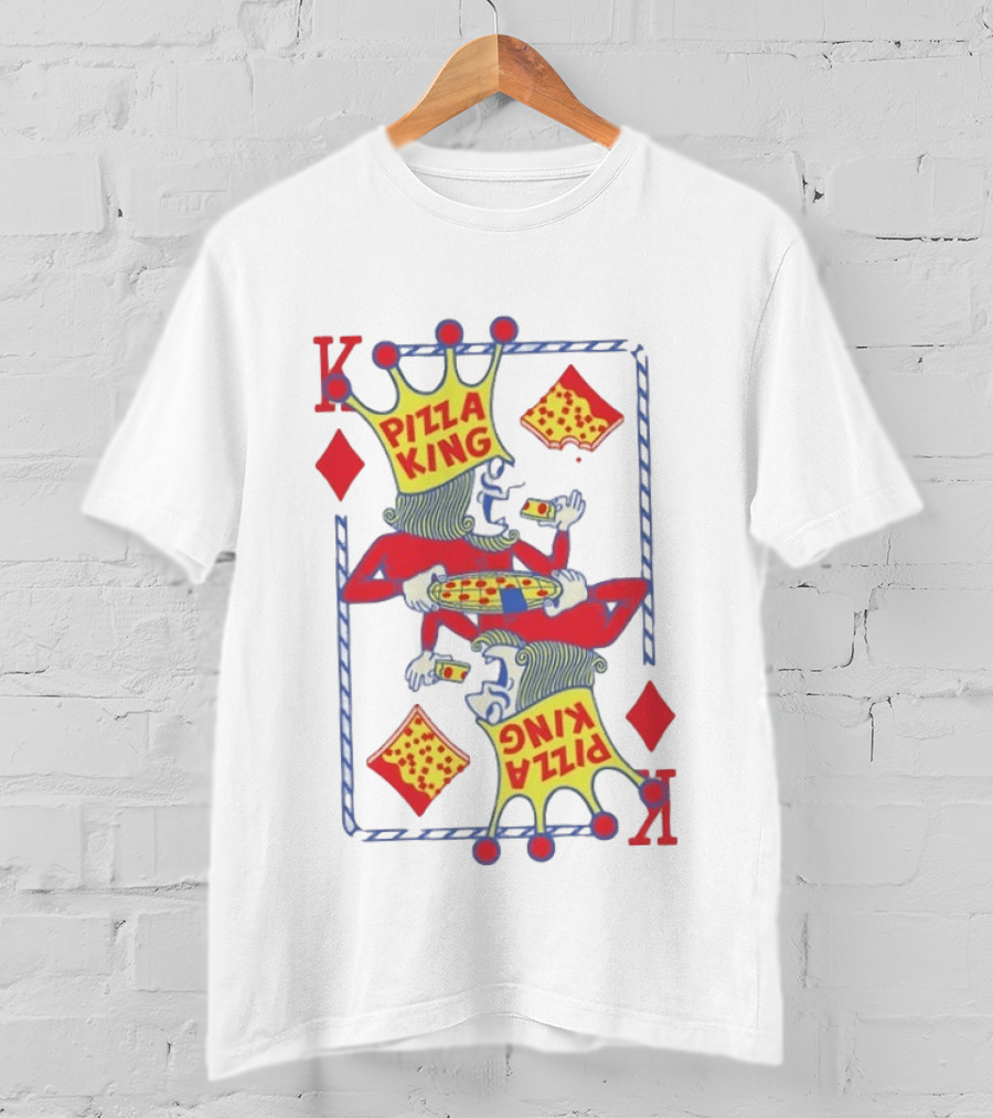 Pizza King Eating Pizza Playing Card K Diamonds T-Shirt