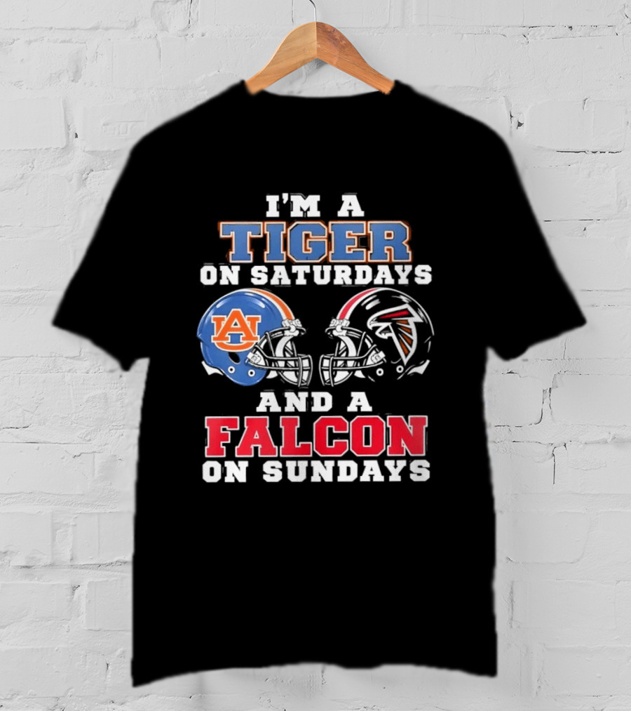 Auburn Tigers Saturdays Atlanta Falcons Sundays Helmet Fans T-Shirt