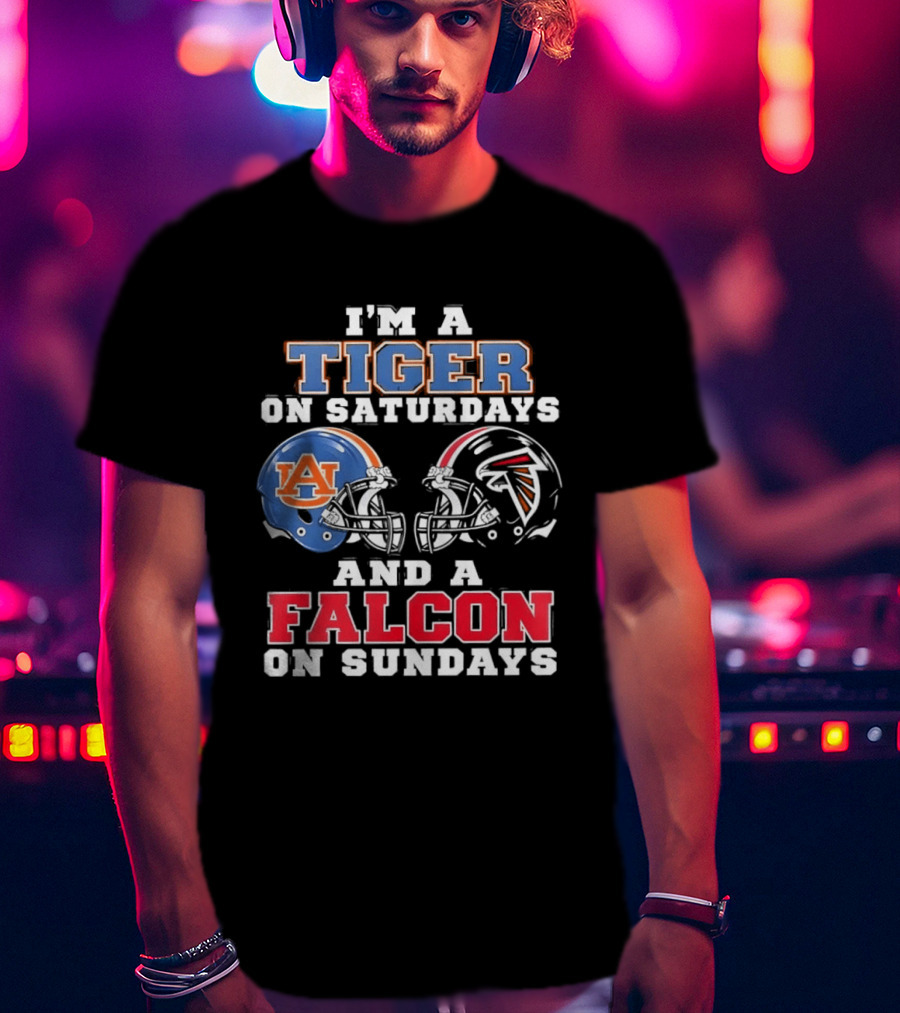 Auburn Tigers Saturdays Atlanta Falcons Sundays Helmet Fans T-Shirt