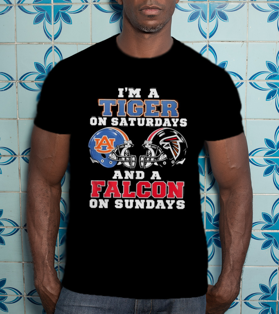 Auburn Tigers Saturdays Atlanta Falcons Sundays Helmet Fans T-Shirt