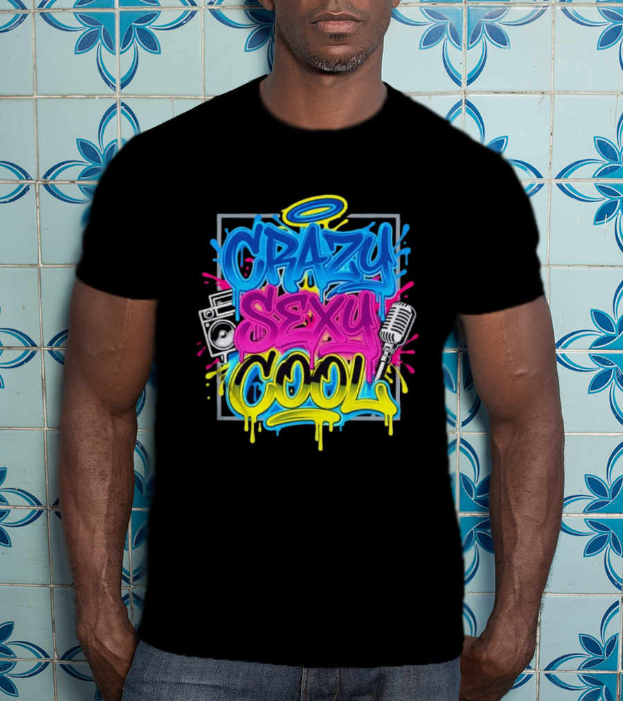 Crazy Sexy Cool Graffiti Boombox Microphone 90s R&B T-Shirt