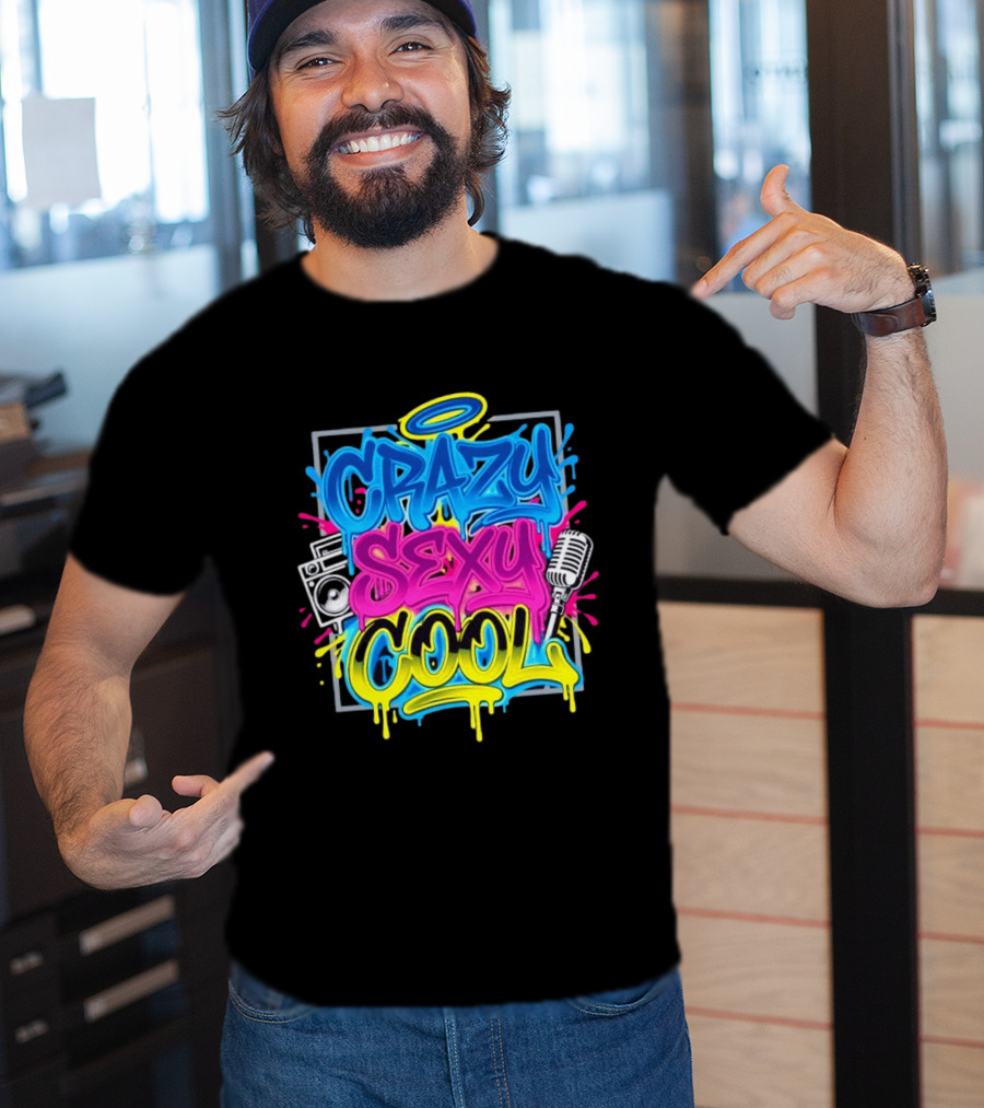 Crazy Sexy Cool Graffiti Boombox Microphone 90s R&B T-Shirt