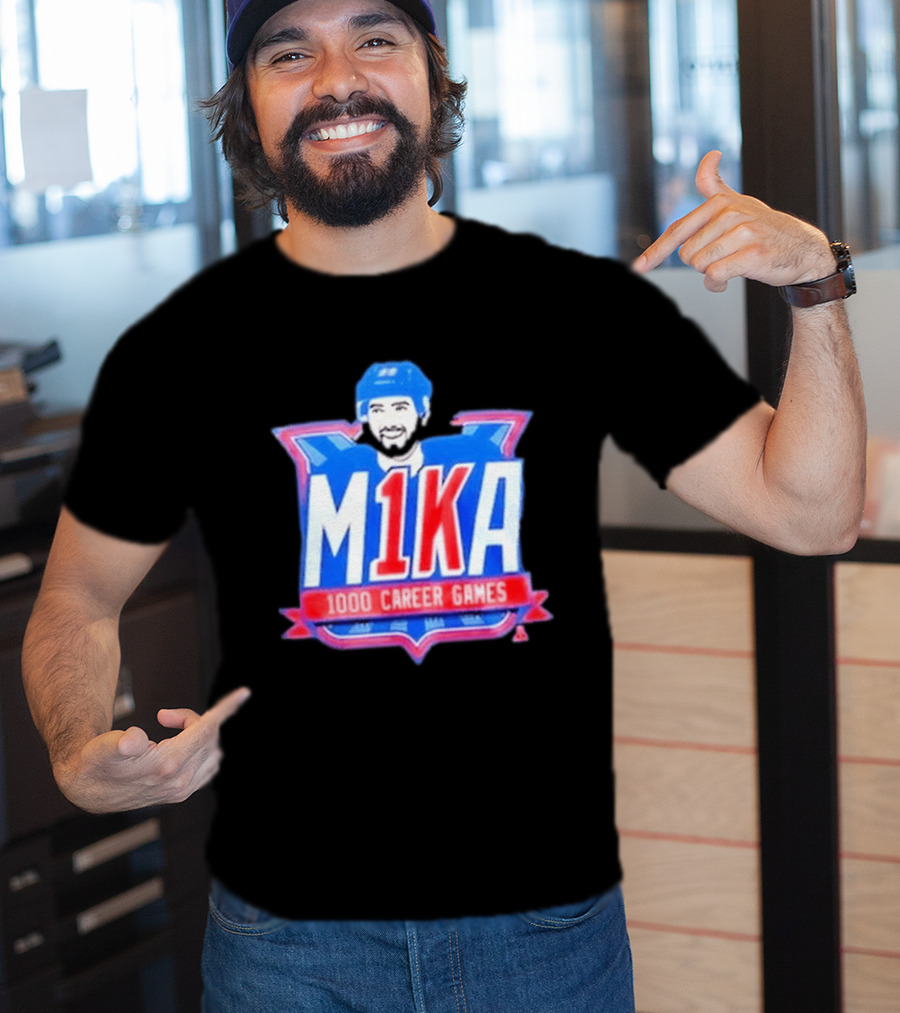 Mika Zibanejad 1000 Career Games M1KA New York Rangers T-Shirt