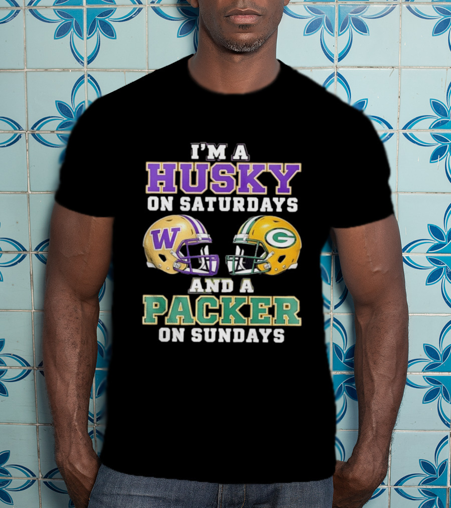 I'm A Husky On Saturdays And A Packer On Sundays W Logo G T-Shirt