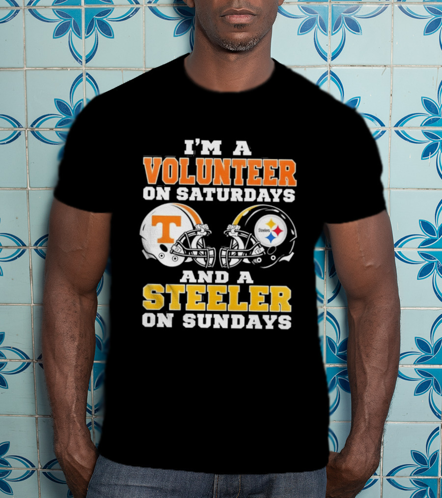 I'm A Volunteer On Saturdays Steeler On Sundays Football Helmets T-Shirt