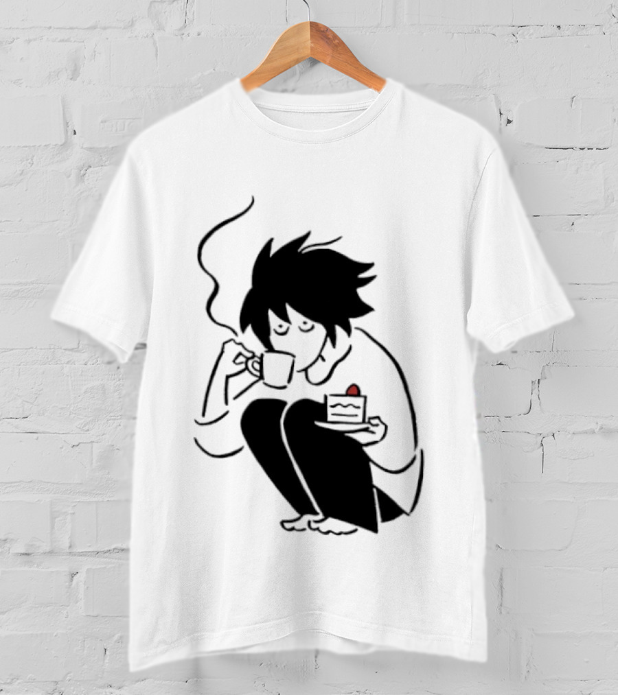 Death Note L Coffee And Strawberry Cake Scene T-Shirt