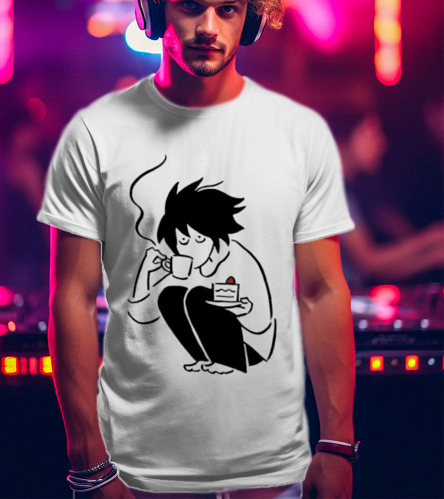 Death Note L Coffee And Strawberry Cake Scene T-Shirt