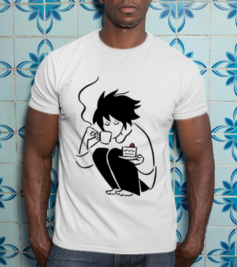 Death Note L Coffee And Strawberry Cake Scene T-Shirt