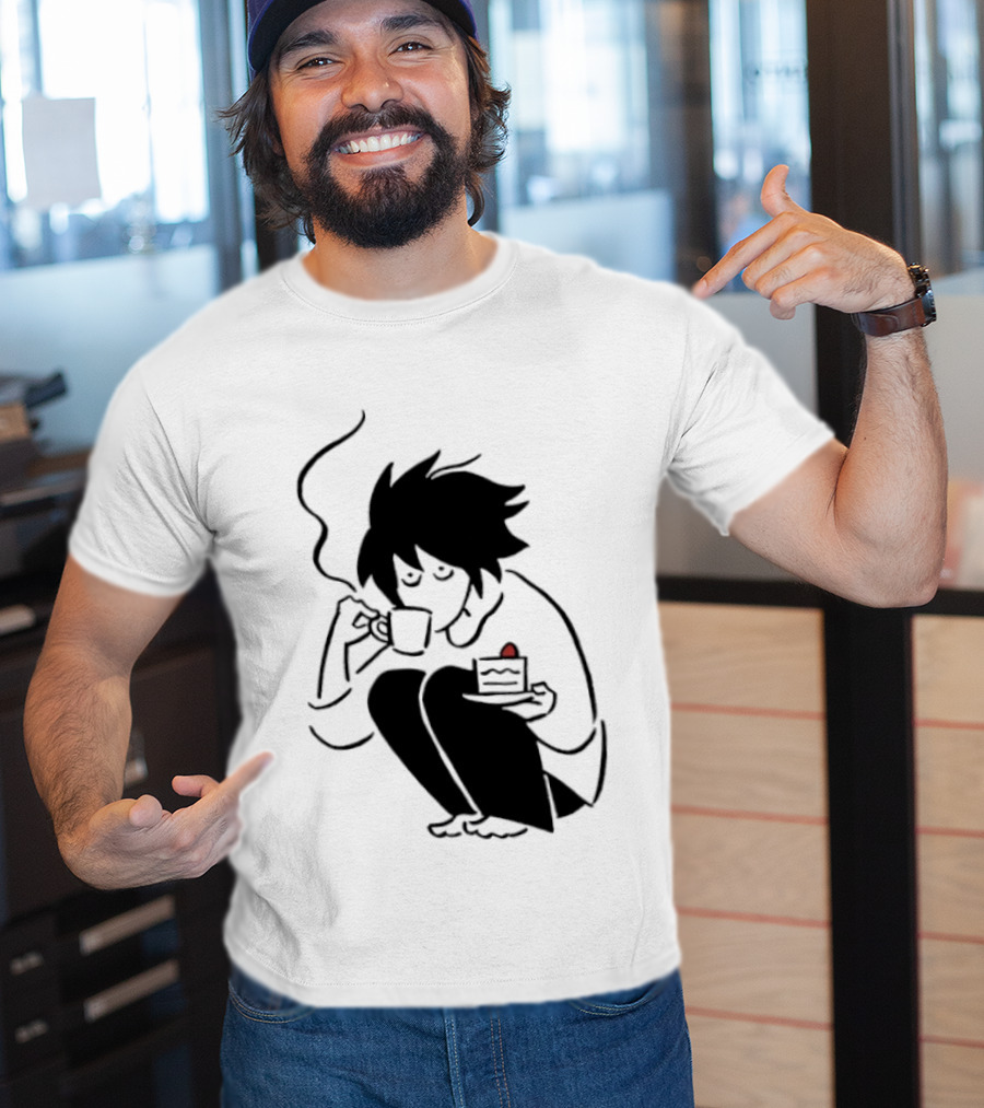 Death Note L Coffee And Strawberry Cake Scene T-Shirt