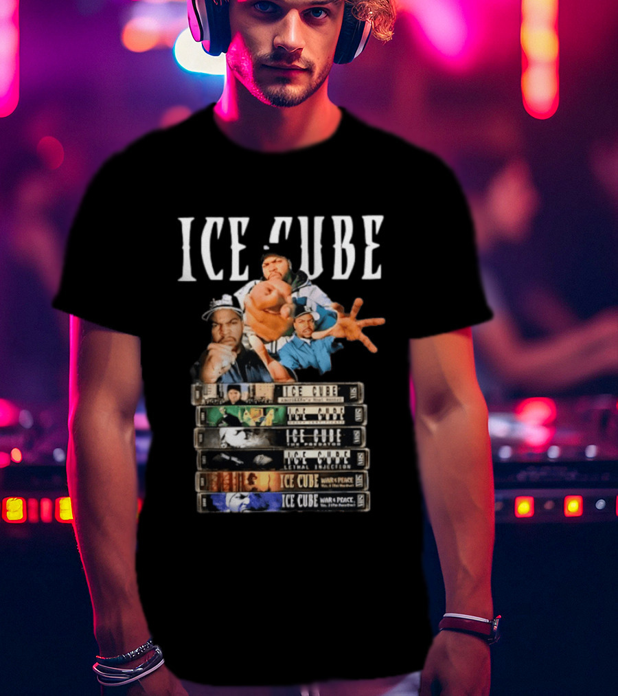 Ice Cube Albums Stack Hip Hop 90s Iconic Collection T-Shirt