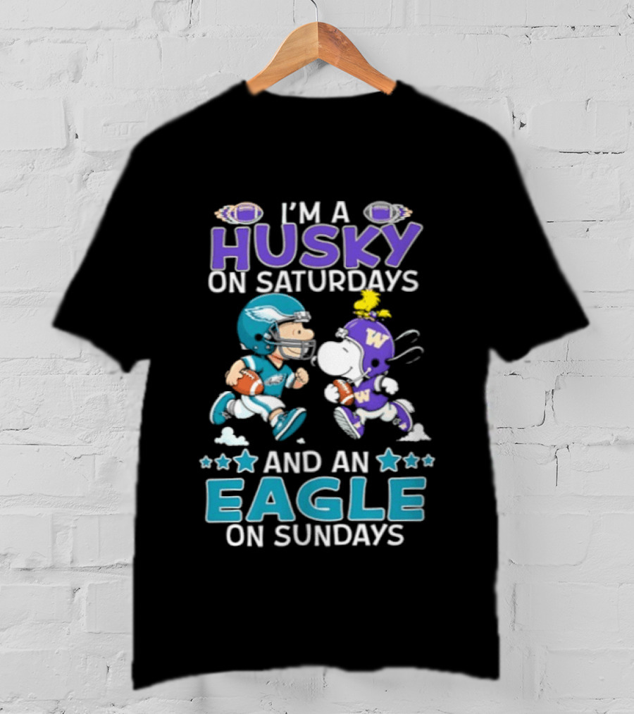 Snoopy And Charlie Brown Husky Saturdays Eagle Sundays T-Shirt
