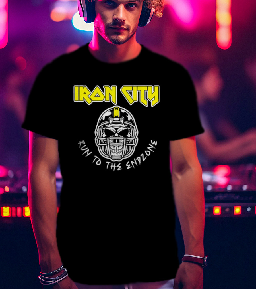 Iron City Run To The Endzone Skull Helmet T-Shirt