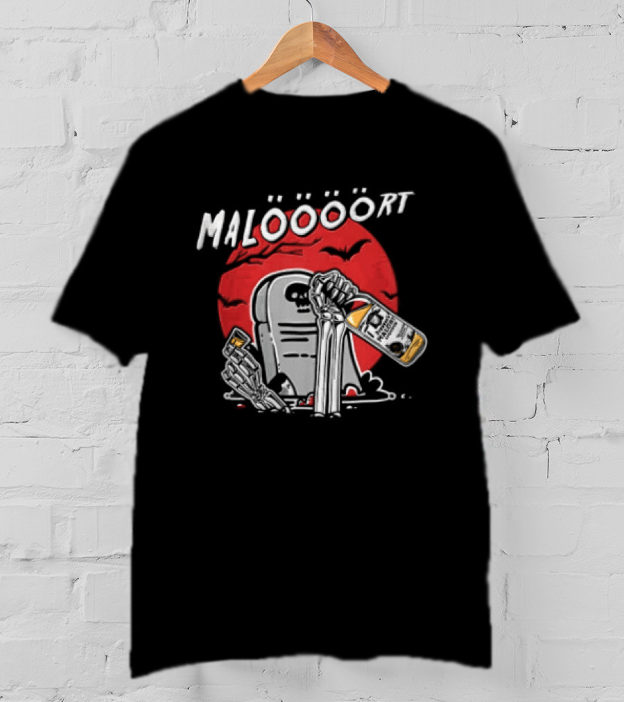 Jeppsons Malort Maloooort Skeleton Tombstone Liquor Pouring Scene T-Shirt